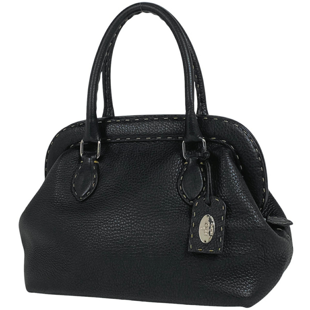Fendi Selleria Handbag Doctors Bag Leather Black